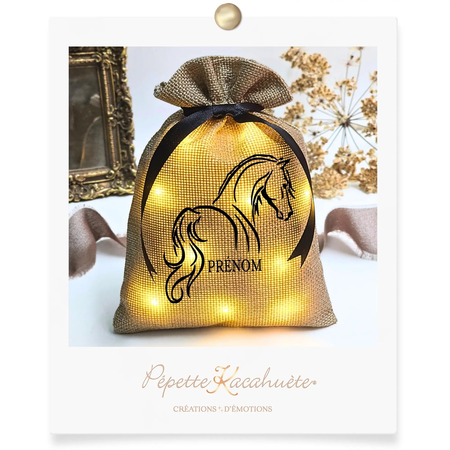 MINI POCHON LUMINEUX CHEVAL PRÉNOM