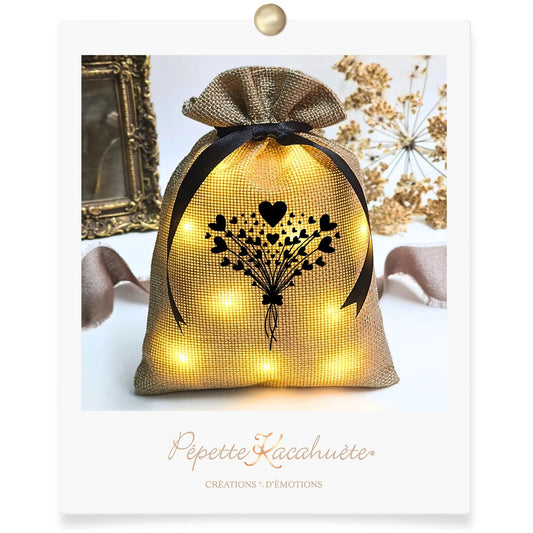 MINI POCHON LUMINEUX BOUQUET DE COEURS