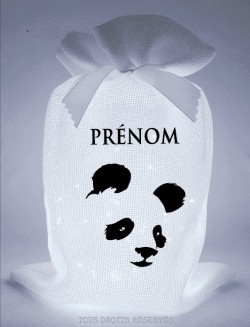 Ptipochon© panda tissu blanc lumière froide motif noir