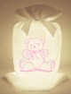 Pochon lumineux ourson tissu beige lumière chaude motif rose