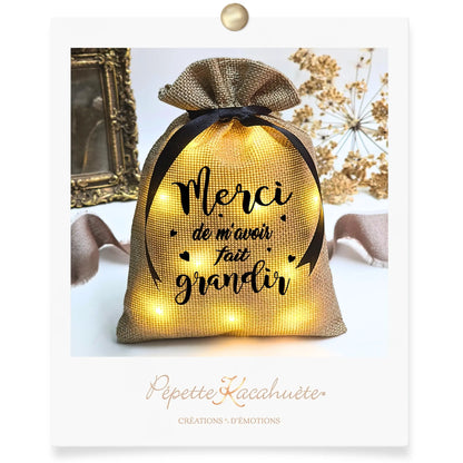 MINI POCHON LUMINEUX MERCI DE M'AVOIR FAIT GRANDIR