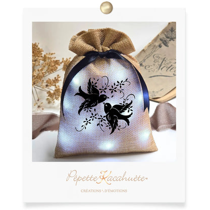 MINI POCHON LUMINEUX OISEAUX