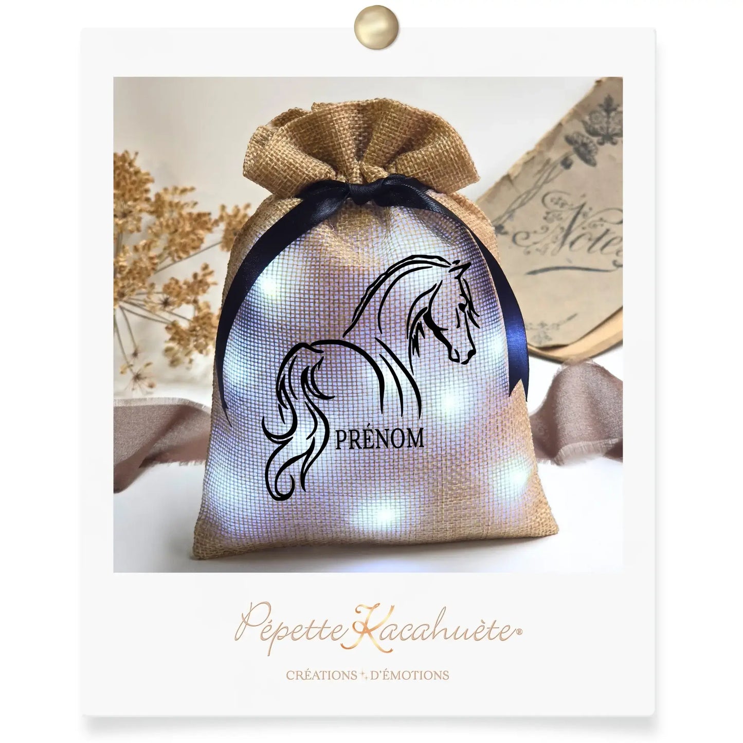 MINI POCHON LUMINEUX CHEVAL PRÉNOM
