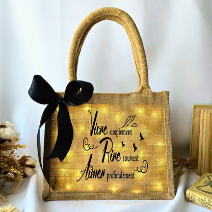 CABAS LUMINEUX VIVRE RIRE AIMER