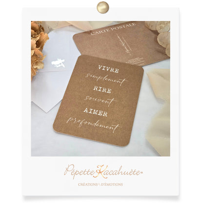 CARTE POSTALE VIVRE RIRE AIMER