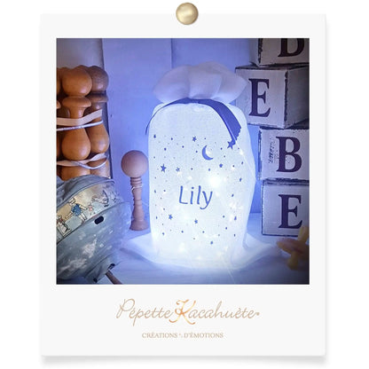POCHON LUMINEUX ETOILES LUNE PRÉNOM