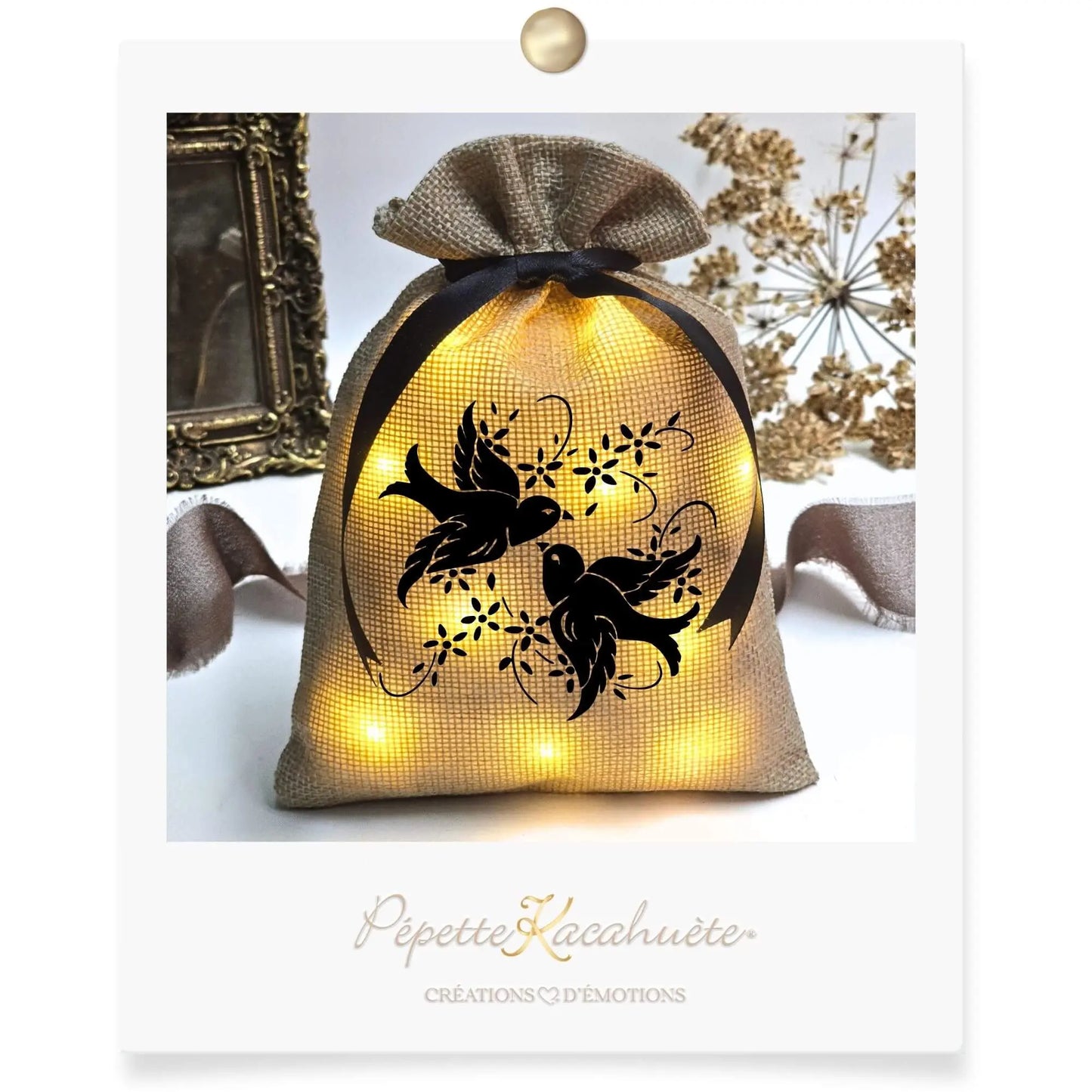 MINI POCHON LUMINEUX OISEAUX