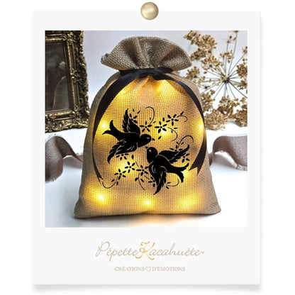 MINI POCHON LUMINEUX OISEAUX